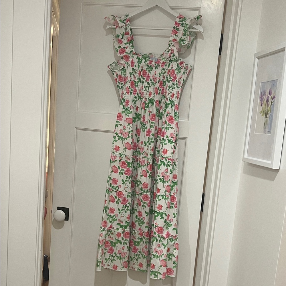 Hill House Floral Dress - Pink and Green